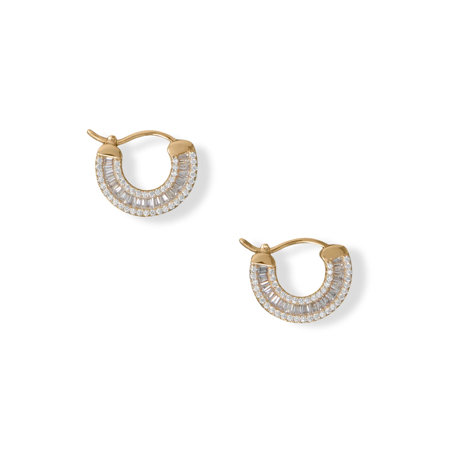 Baguette CZ Click Hoop Earrings | Trendoza